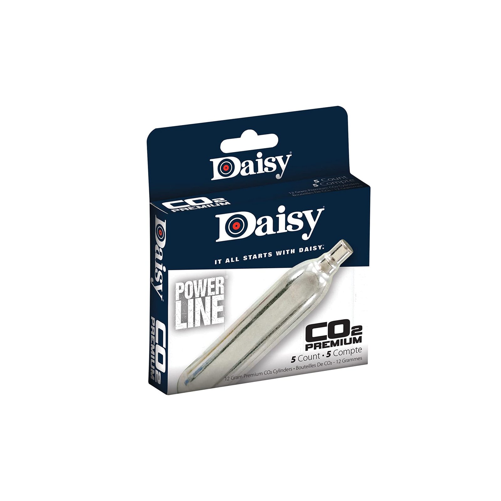 Version 1.0.0 Daisy unisex adult 5 Count 12 gm cylinders CO2 Cartridges, Silver, pack US - Image 1
