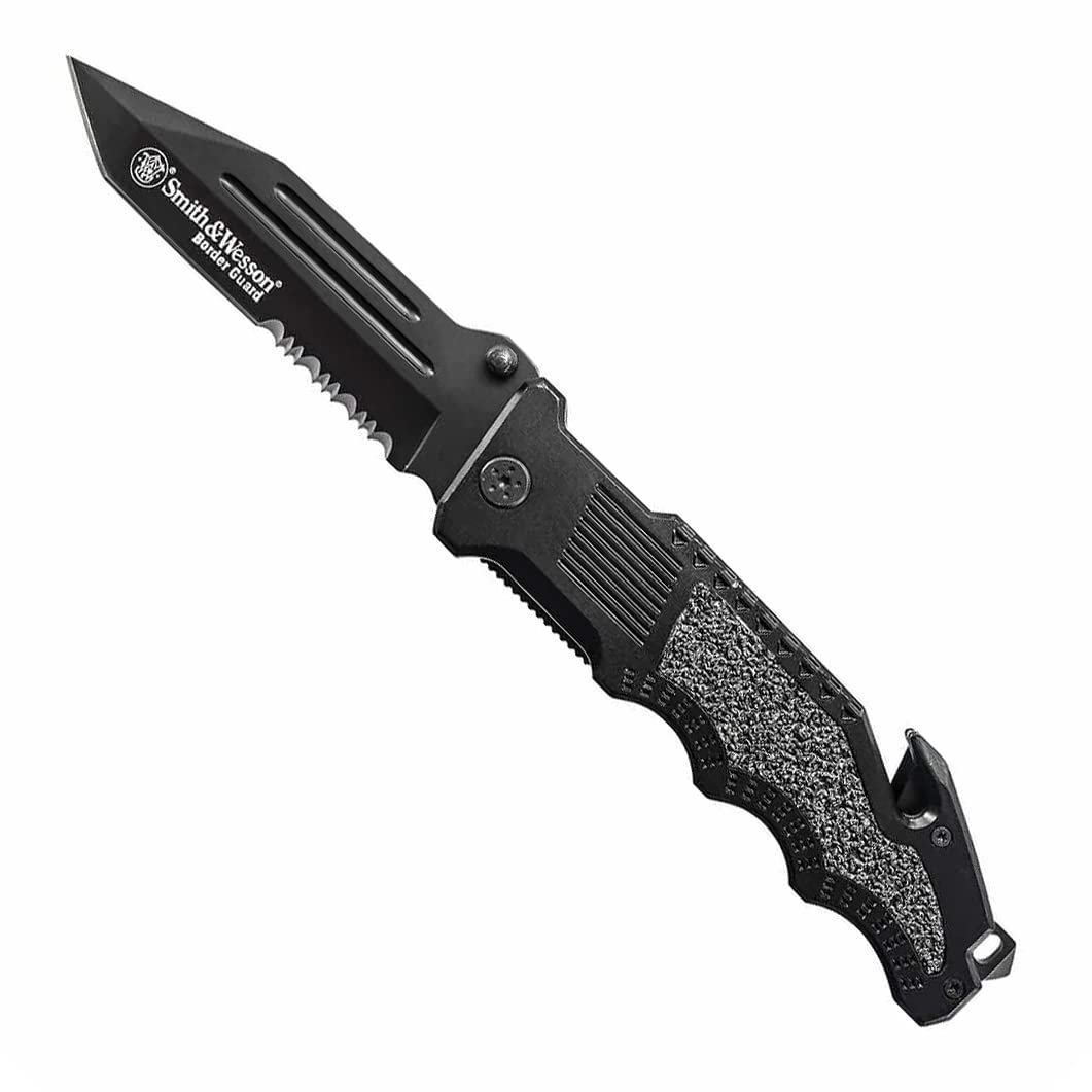 Version 1.0.0 Smith & Wesson Border Guard SWBG6TS 10.1in S.S. Folding Knife with 4.2in Serrated Tanto Blade and G-10 Handle for Outdoor, Tactical, Survival and EDC - Image 1