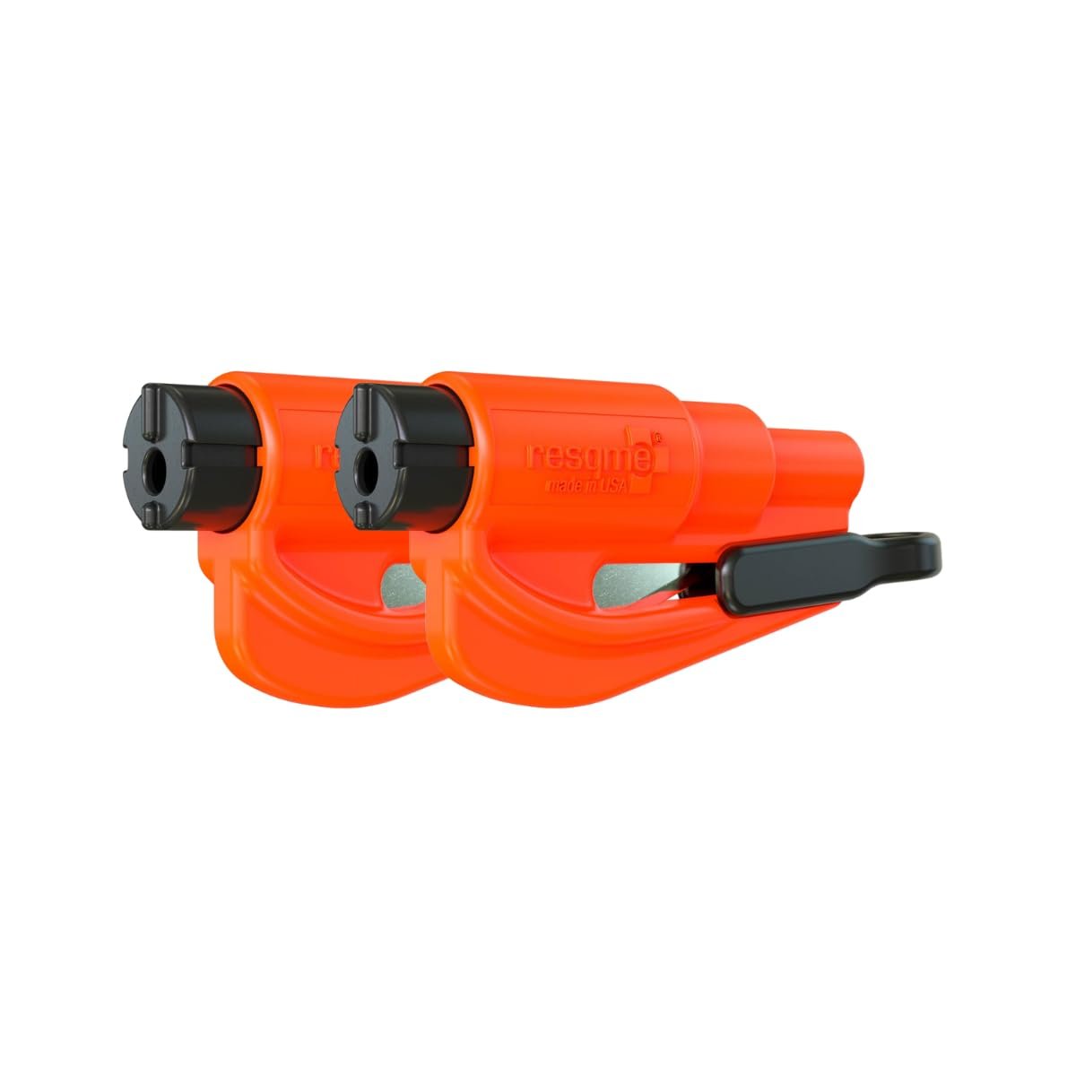 Version 1.0.0 resqme The Original Emergency Keychain Car Escape Tool, 2-in-1 Seatbelt Cutter and Window Breaker, Made in USA, Orange - Compact Emergency Hammer - Image 1