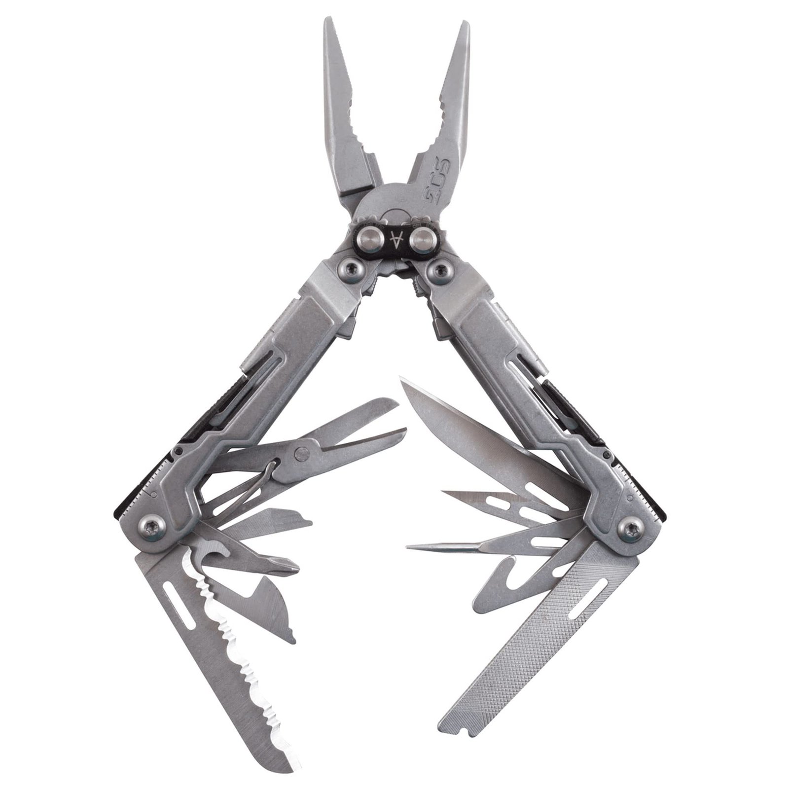 Version 1.0.0 SOG PowerPint Mini Compact Stainless Steel Multi-Tool |18 Lightweight Specialty Tools & SOG Multitool Pliers Pocket Knife, Stone Wash - Image 1