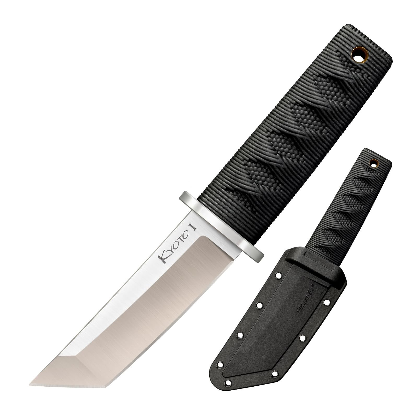 Version 1.0.0 Cold Steel Kyoto 3.25" Durable Compact 8Cr13MoV Stainless Steel Fixed Blade Tanto Outdoor Hunting Utility Knife, 3 3/8" Textured Kray-Ex Handle, Sheath Included - Image 1