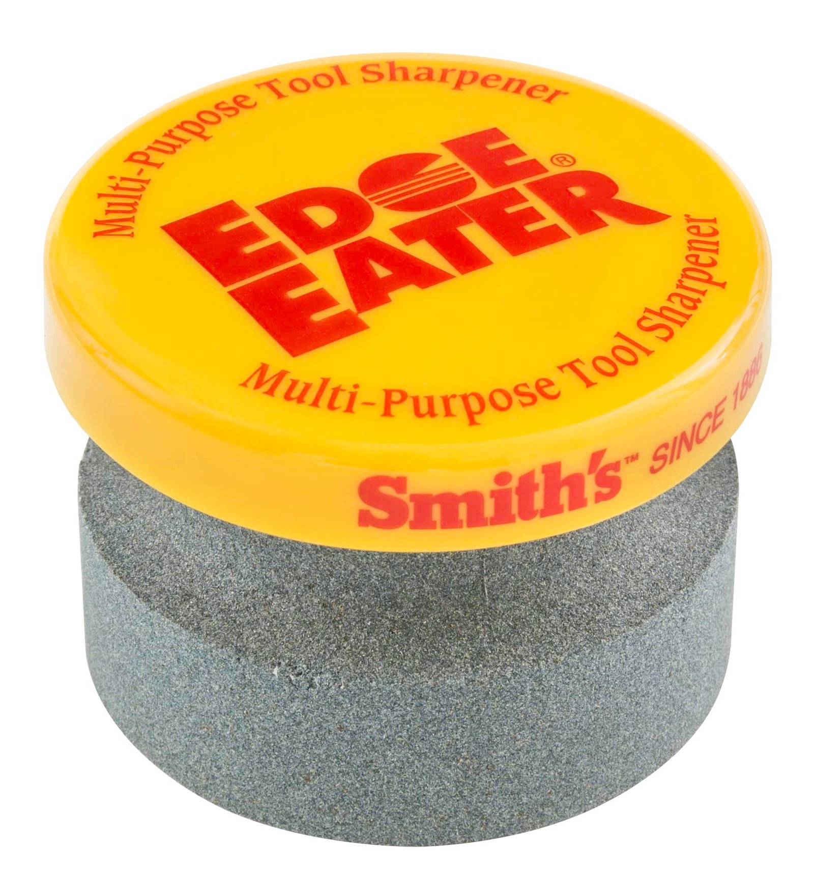 Version 1.0.0 Smith’s 50910 Edge Eater Sharpening Stone – Coarse Grit – Lawn & Garden Tools – Axes, Machetes, Mower Blades, Clippers, Shovels – Handheld Sharpening Puck - Image 1