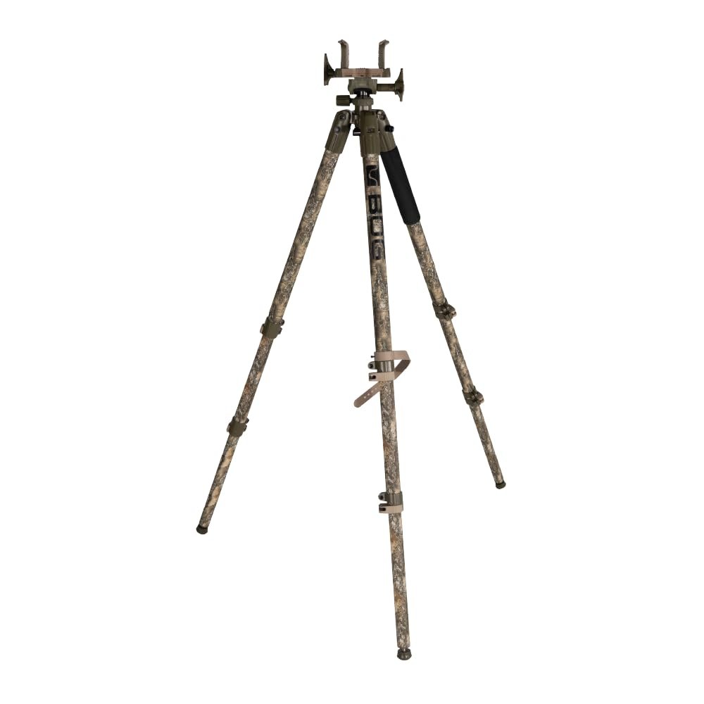 Version 1.0.0 BOG DeathGrip Realtree Excape Camo Tripod with Durable Aluminum Frame, Lightweight, Stable Design, Bubble Level, Adjustable Legs, and Hands-Free Operation for Hunting, Shooting, and Outdoors - Image 1