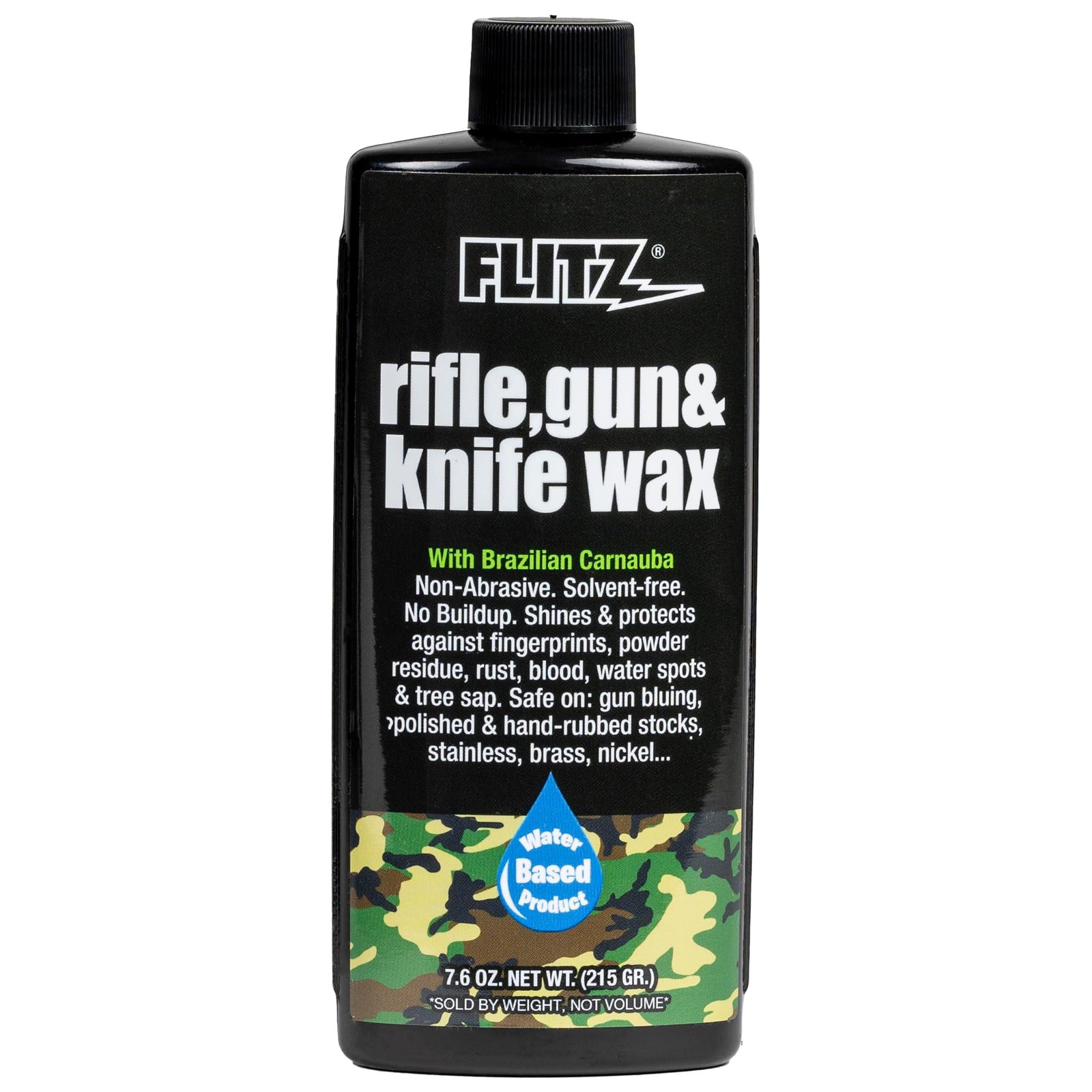 Version 1.0.0 Flitz Rifle, Gun, Knife Wax - 7.6oz Bottle of USA-Made, Premium Beeswax & Carnauba to Polish, Protect, & Remove Water Stains, Fingerprints, Rust - Non-Abrasive, Water-Based Gun Stock Wax (1 Pack) - Image 1