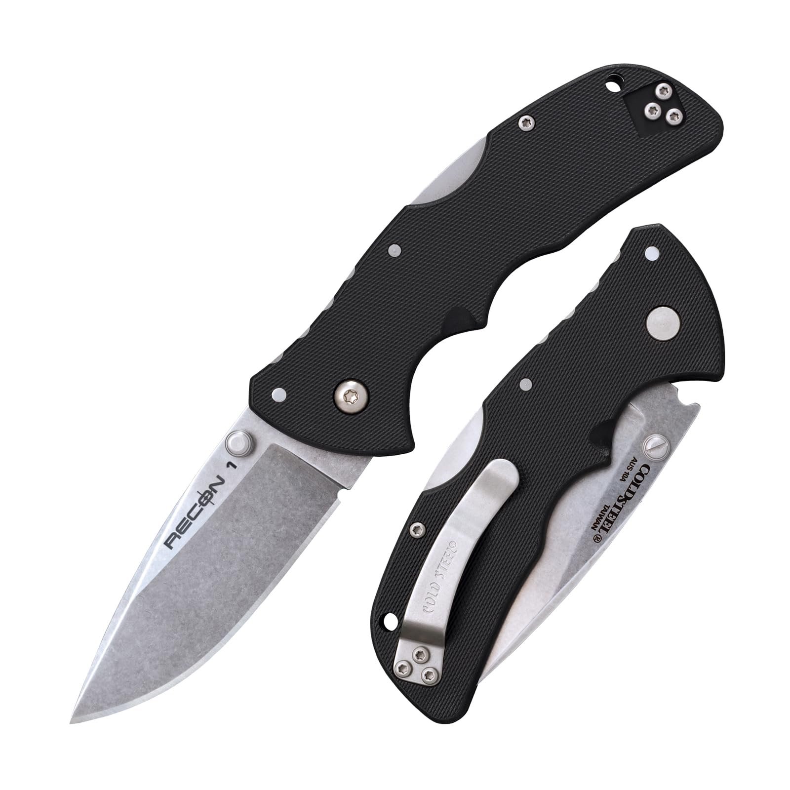 Version 1.0.0 Cold Steel Mini Recon 1 3" AUS10A Spear Point Blade 4" GFN Handle Folding Knife w/Tri-Ad Lock, Ambidextrous Pocket/Belt Clip - Image 1