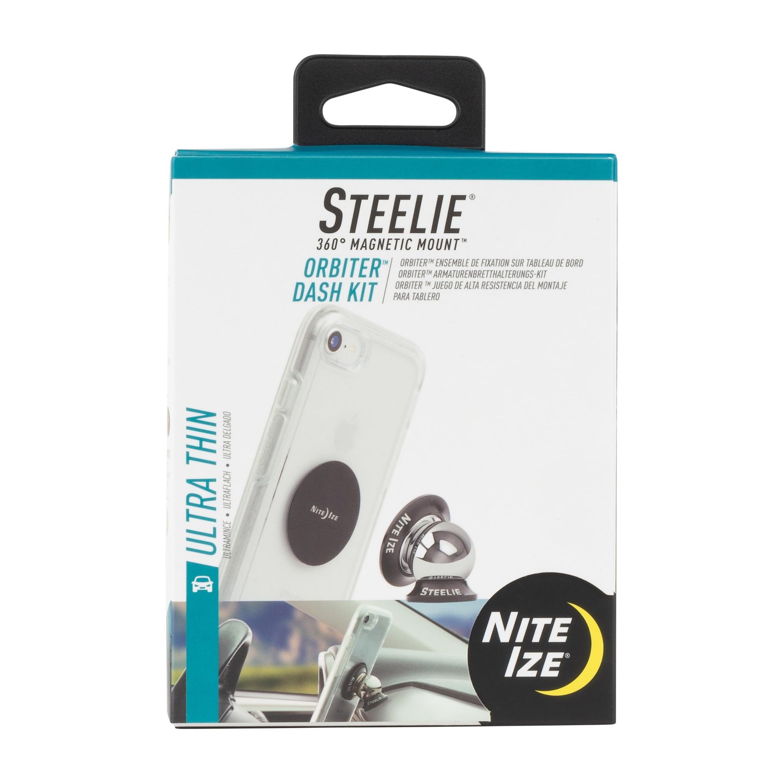 Version 1.0.0 Nite Ize Steelie Orbiter Dash Kit - Metal Plate Attaches to Exterior of Charger - Dashboard System with Magnetic Socket, Dash Mount & Metal Plate - Orbiter - Image 1