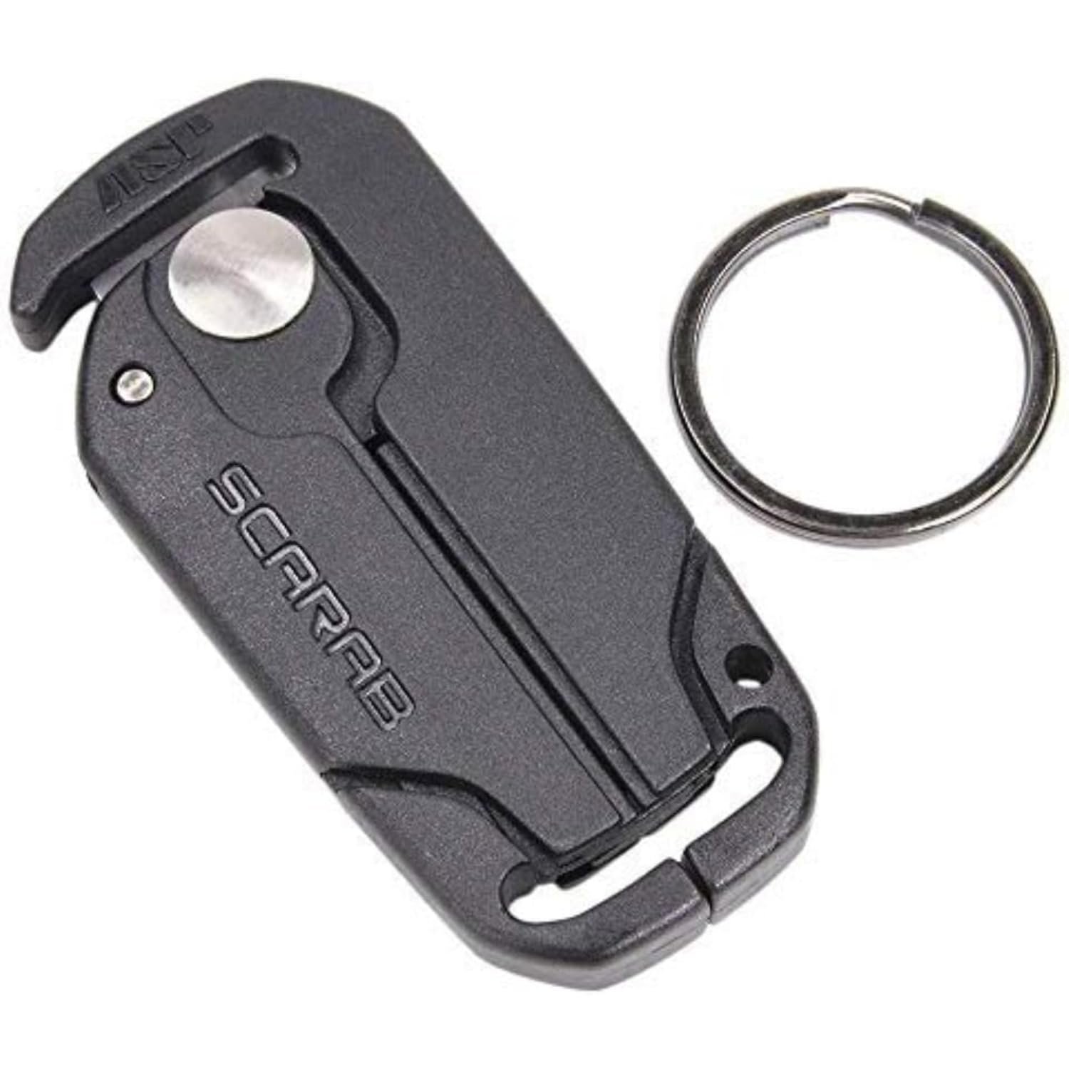 Version 1.0.0 ASP, Inc. Scarab Cutter for Tri-Fold Restraints, Clippers for Safe Removal of Disposable Cuffs, Compact Safety Blade for Removing Bands and Medical Bracelets, Split-Ring Attachment for Keychains - Image 1