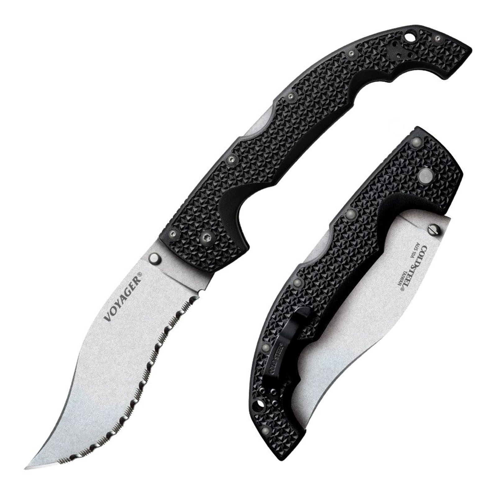 Version 1.0.0 Cold Steel Voyager XL Vaquero 5.5" AUS10A Kukri Serrated Edge Razor-Sharp Blade 6.75" Griv-Ex Handle Everyday Carry Tactical Folding Knife - Image 1