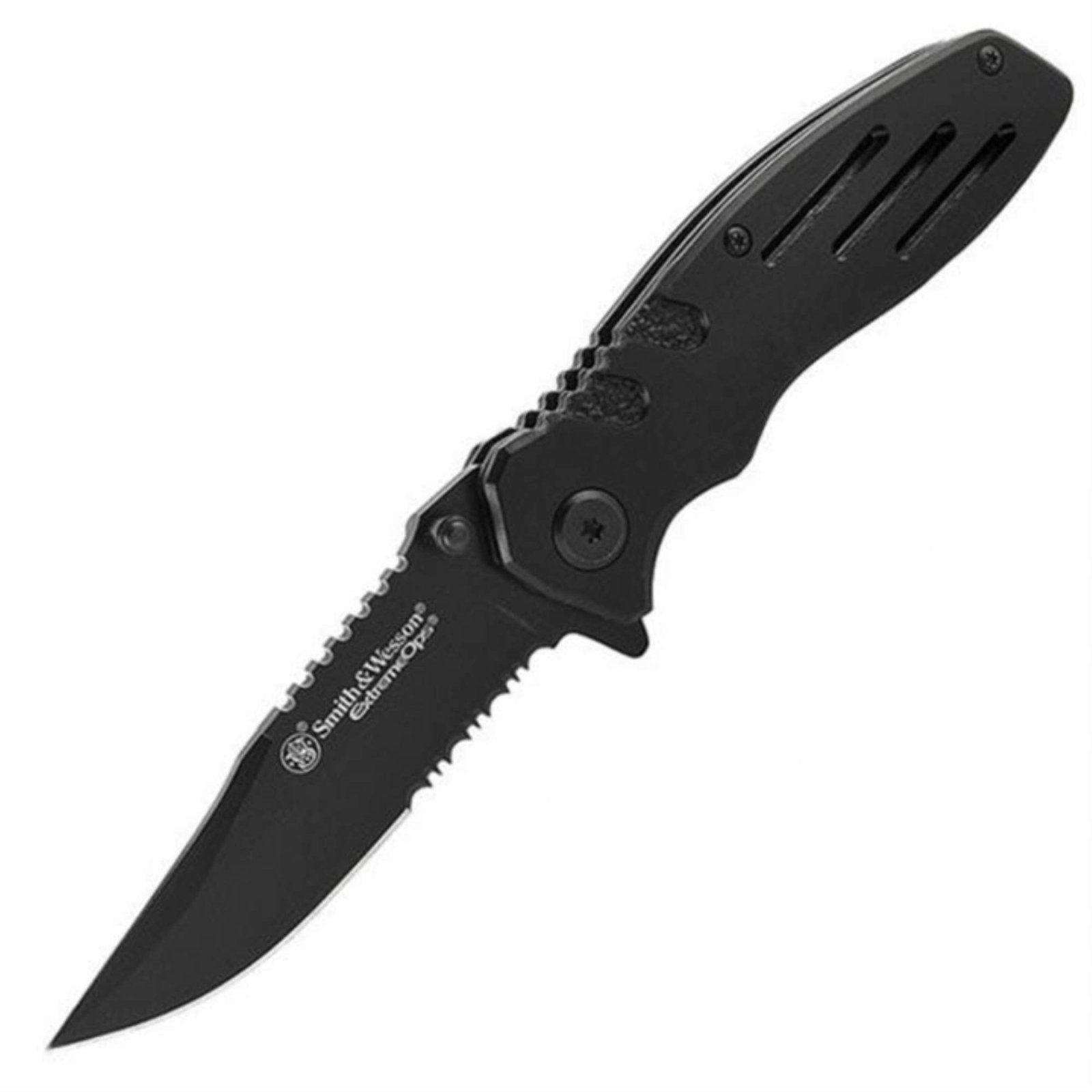 Version 1.0.0 Smith & Wesson Accessories Extreme Ops SWA24S 7.1in S.S. Folding Knife with 3.1in Serrated Clip Point Blade and Aluminum Handle for Outdoor, Tactical, Survival and EDC - Image 1