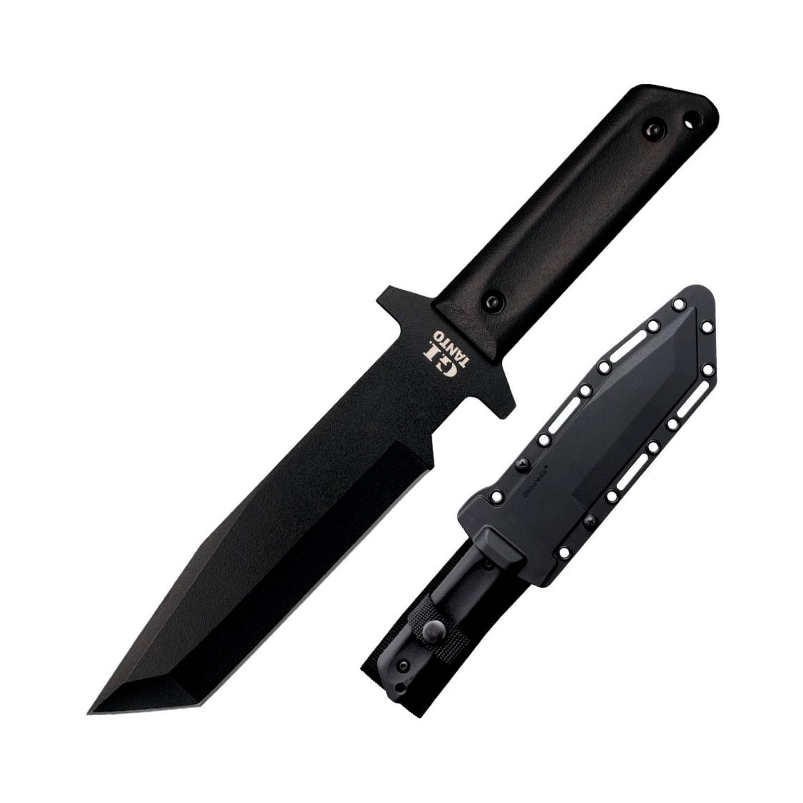Version 1.0.0 Cold Steel G.I. Tanto 7" Durable 1055 Carbon Steel Fixed Blade Tactical Outdoor Throwing Knife, 5" Handle w/ Polypropylene Scales, Integral Quillon Guard, Resistant Secure-Ex Sheath - Image 1