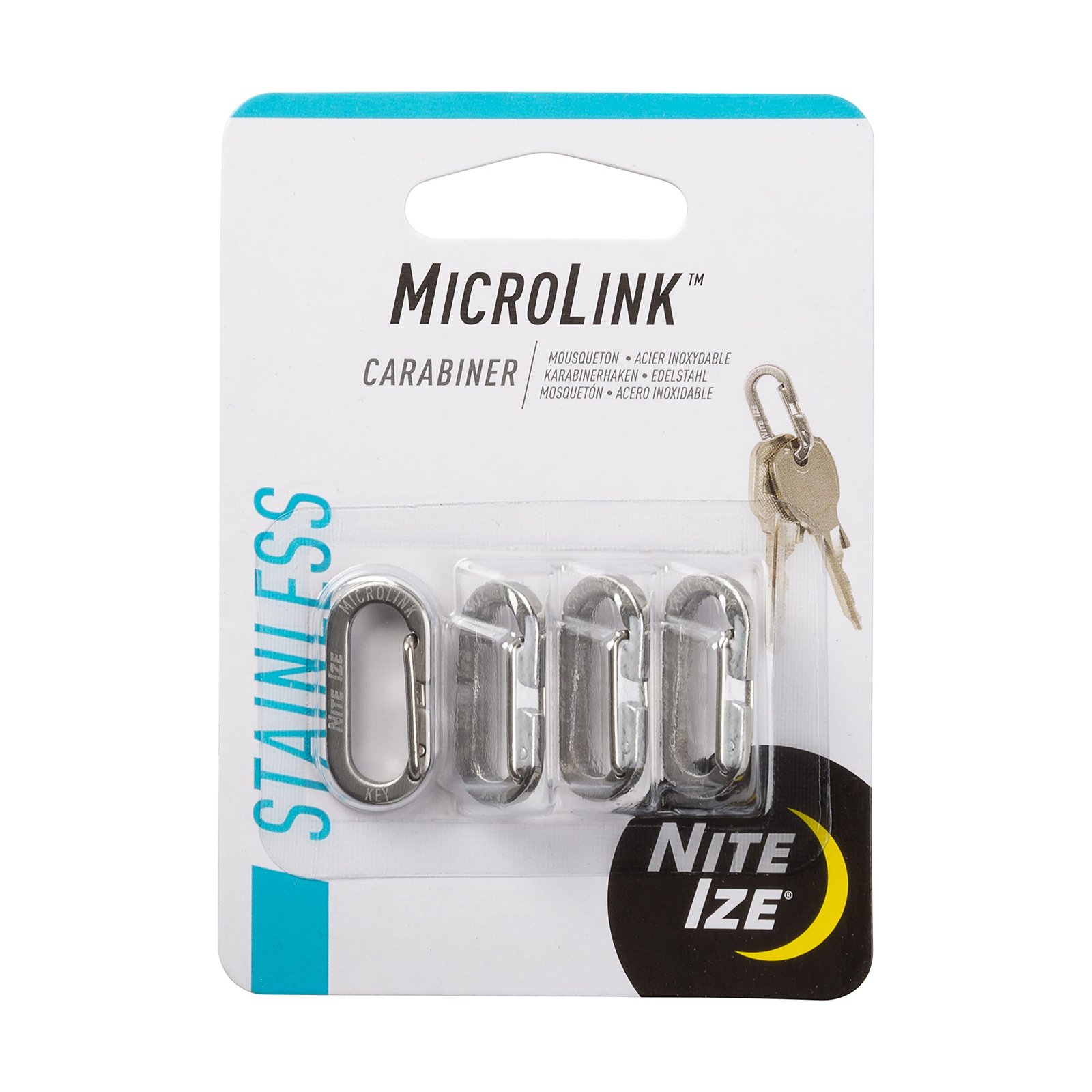 Version 1.0.0 Nite IZE MicroLink Carabiner, Stainless Steel Mini Key Rings for Keys Fobs MultiTools and More, 4 Pack - Image 1