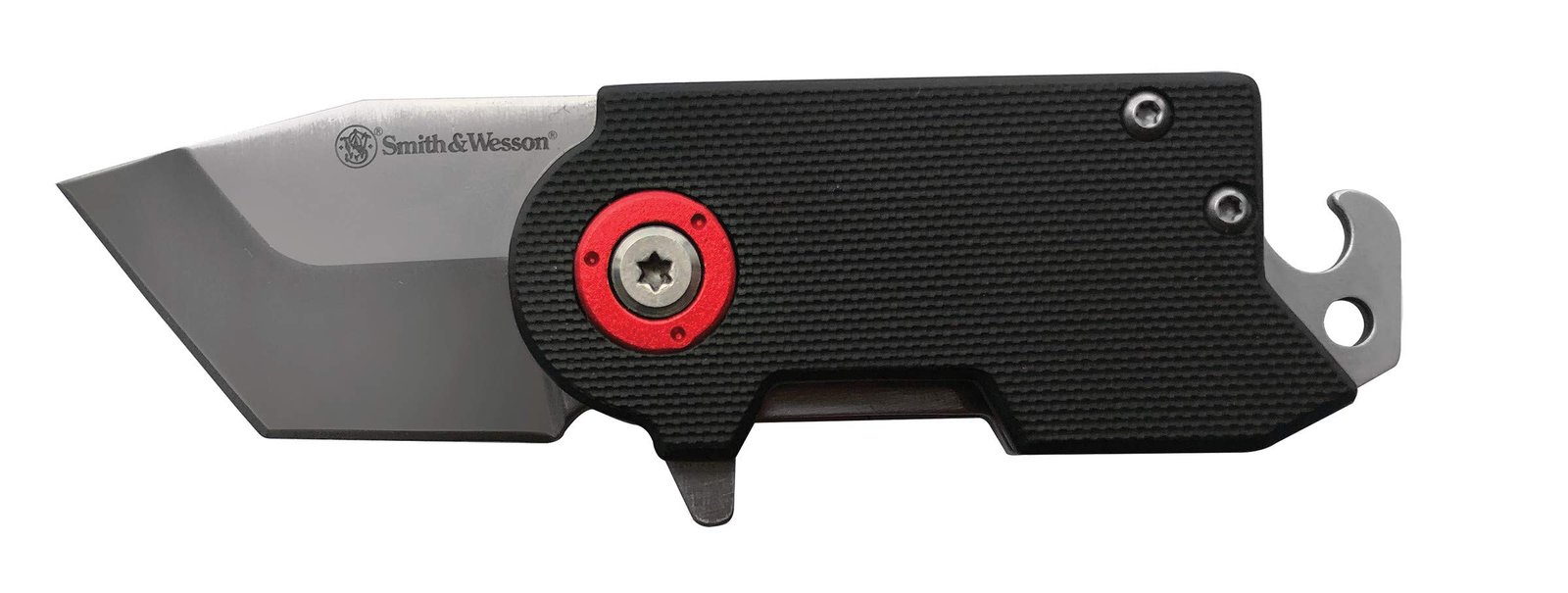 Version 1.0.0 Smith & Wesson Benji 2.5in High Carbon S.S. Folding Keychain Knife with 1.75in Modified Tanto Blade and G10 Handle for Outdoor, Tactical, Survival and EDC,Black - Image 1