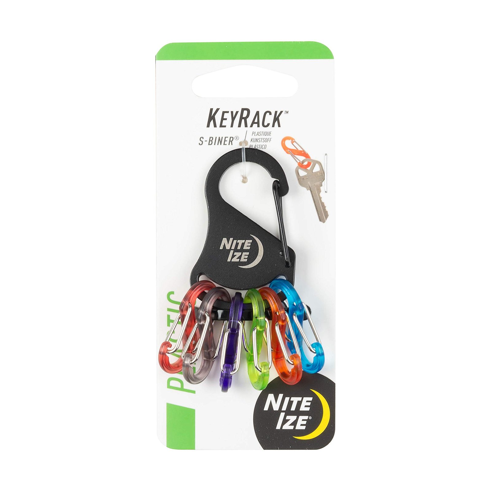 Version 1.0.0 Nite Ize KeyRack Steel S-Biner - Key Carabiner Organizer with 6 Colorful S-Biners - Keychain Accessories to Hold Keys Securely and Separately - Image 1