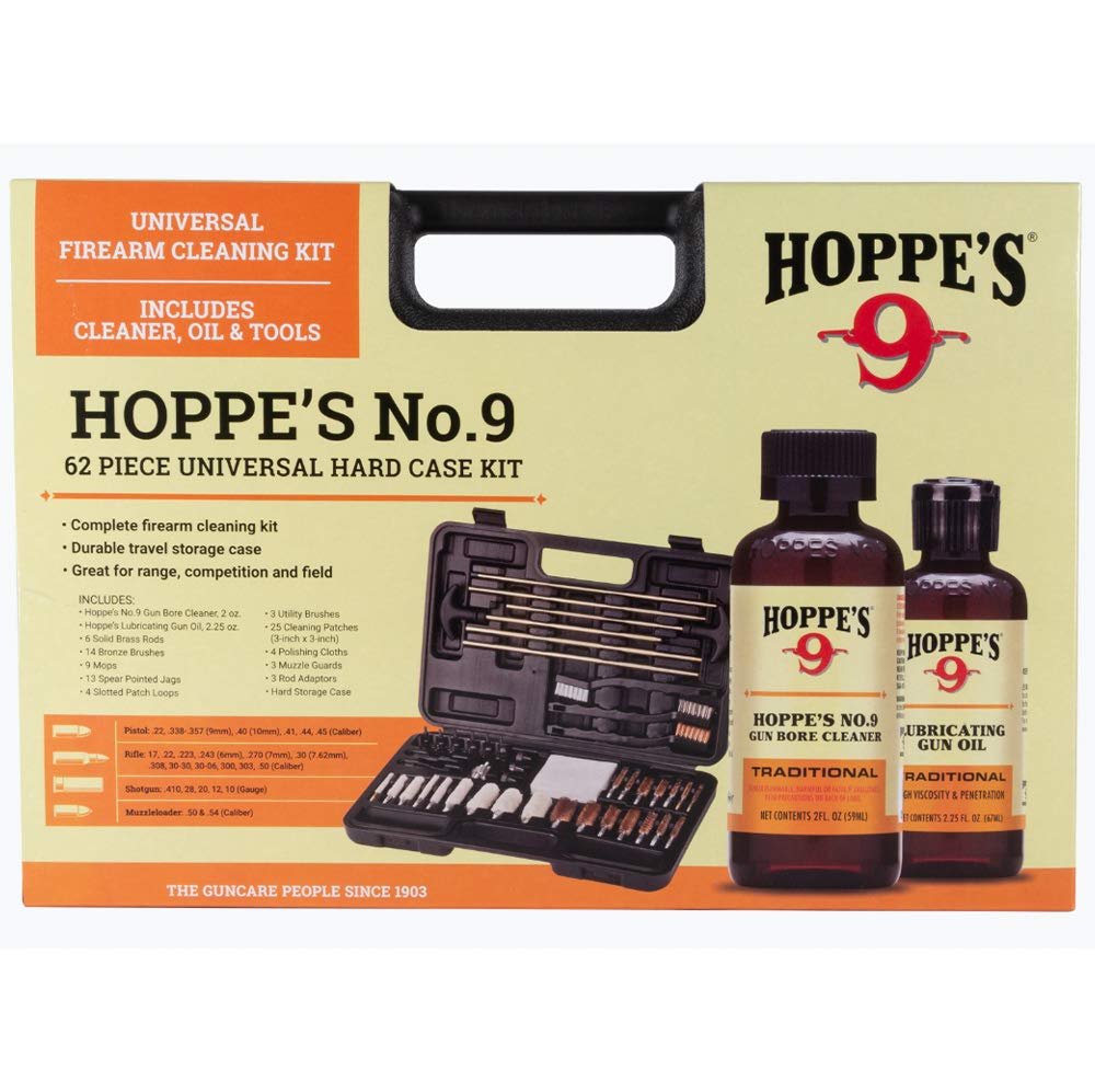Version 1.0.0 Hoppe's Deluxe Gun Cleaning Kit - 62 Piece Universal Cleaning Kit for Pistols, Rifles, & Shotguns, Includes Oil, Brushes, Rods and More - Image 1