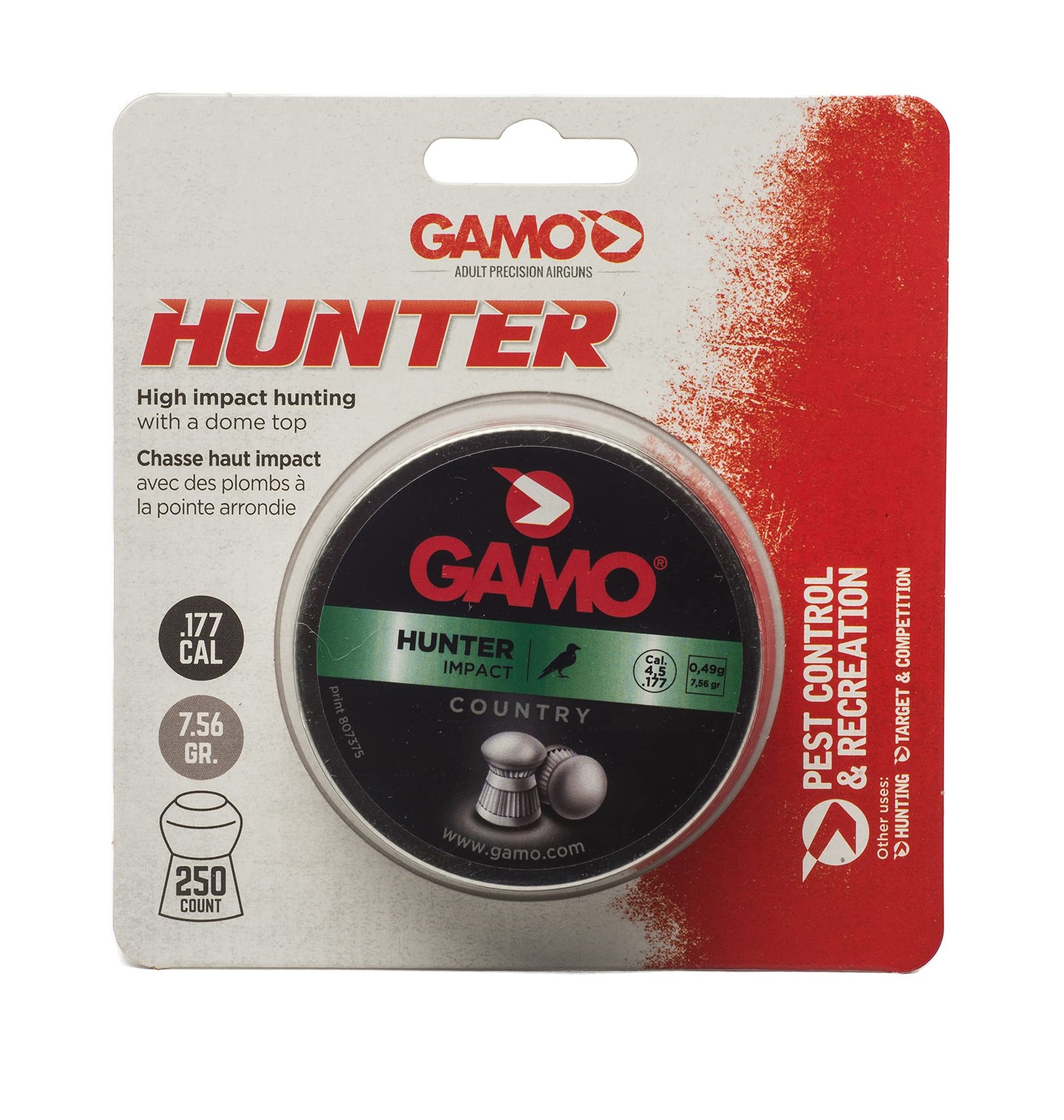 Version 1.0.0 Gamo, Hunter Round Nose Pellets .177 Cal, The Hunter Pellet is Made of Our Performance Lead, .177 Caliber, 6320824BT54 - Image 1